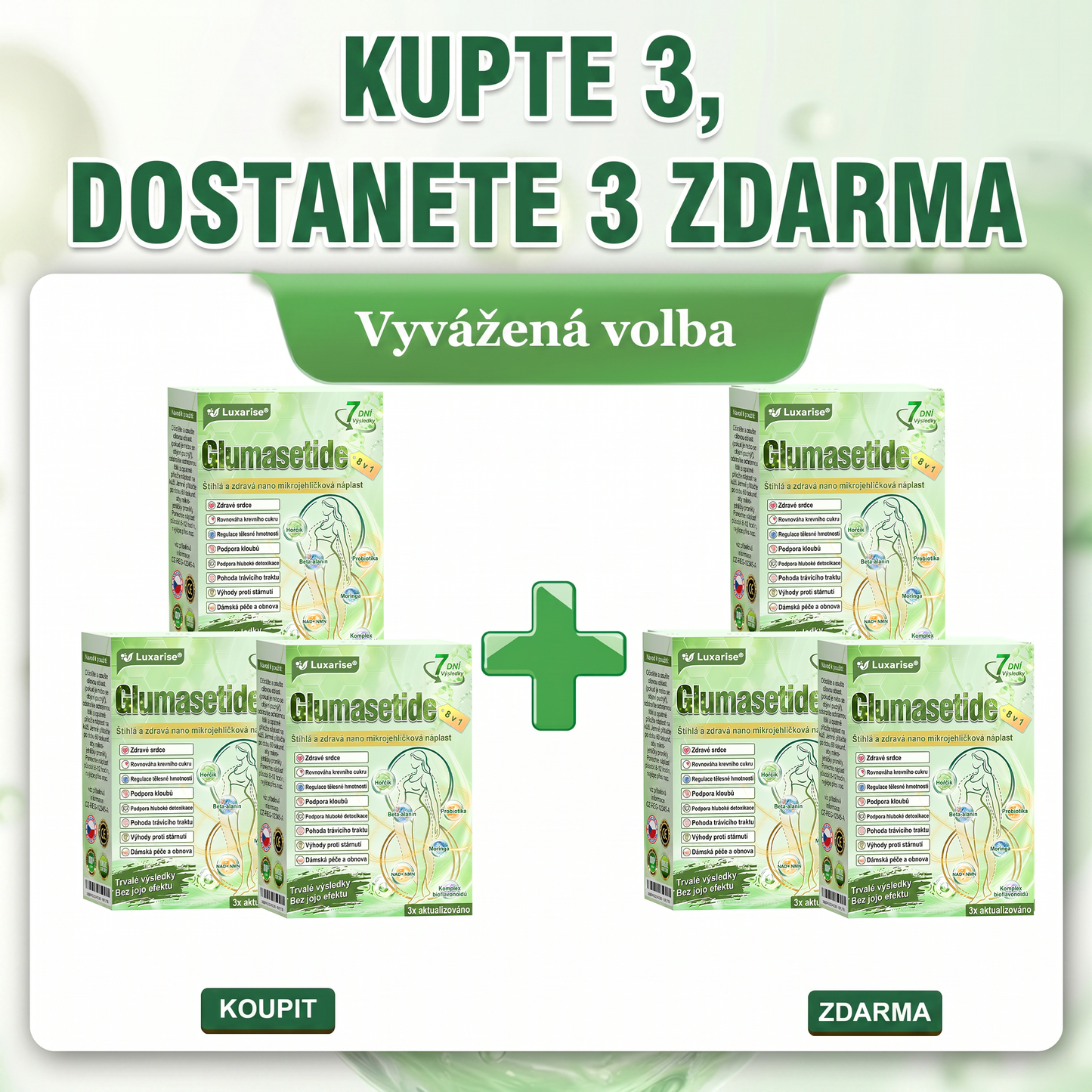 🌿Luxarise®Glumasetide 8v1 Stihla a zdrava nano mikrojehlickova naplast(1krát denně – viditelné změny až za 7 dní) ✅Pro obezitu, zpevnění kůže, cukrovku, spánkovou apnoe, klouby atd.
