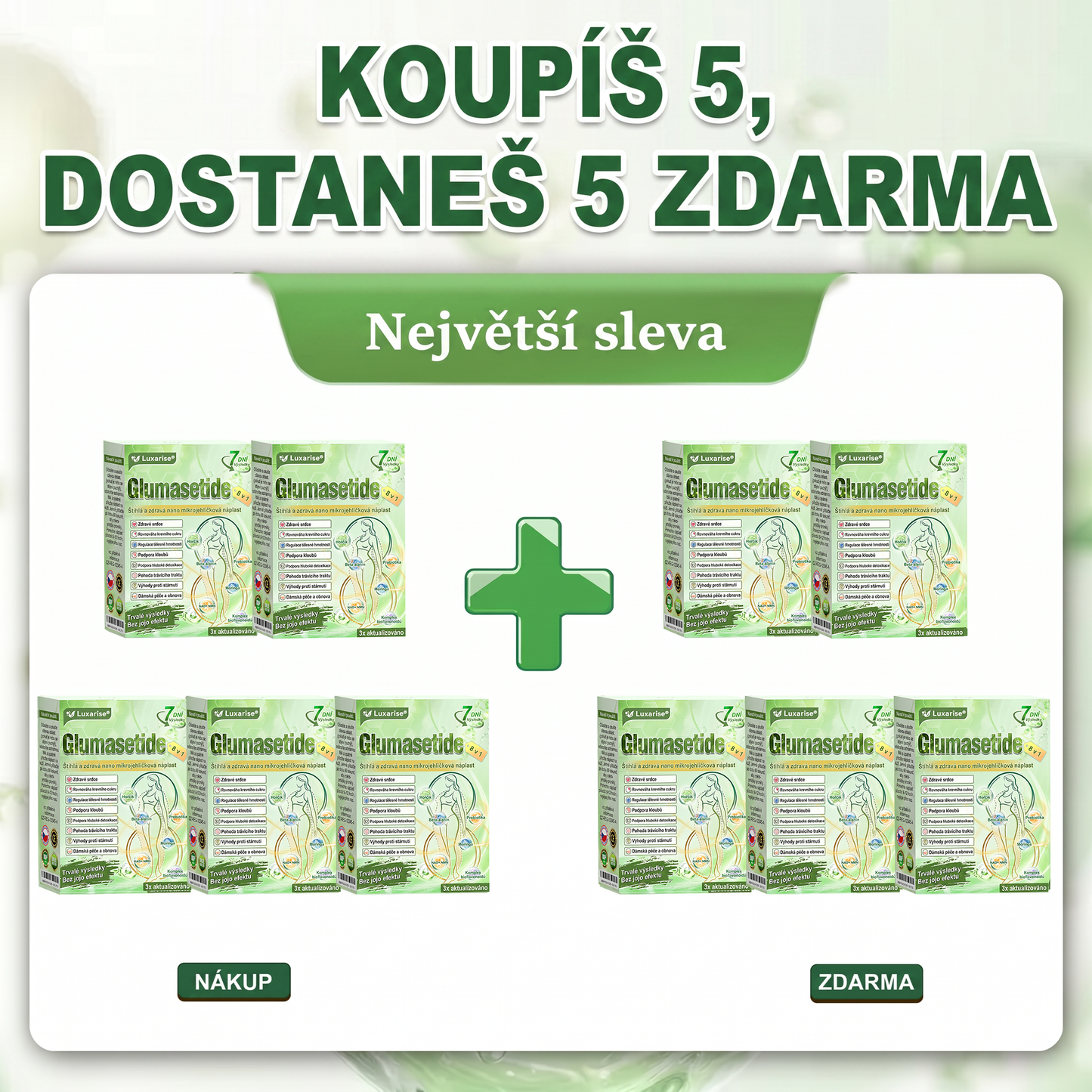 🌿Luxarise®Glumasetide 8v1 Stihla a zdrava nano mikrojehlickova naplast(1krát denně – viditelné změny až za 7 dní) ✅Pro obezitu, zpevnění kůže, cukrovku, spánkovou apnoe, klouby atd.